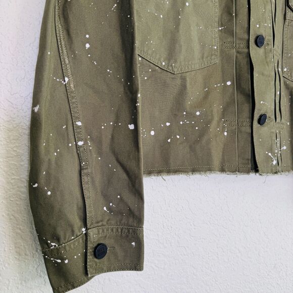 Oak & Acorn Jacket Womens Small Painter Cropped Cut Off Shacket Paint Splatter - Picture 4 of 11